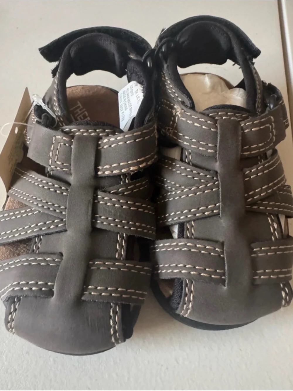 Children's Brown Strappy Closed-Toe Sandals -Hook-and-Loop Fastening- Toddler 5
